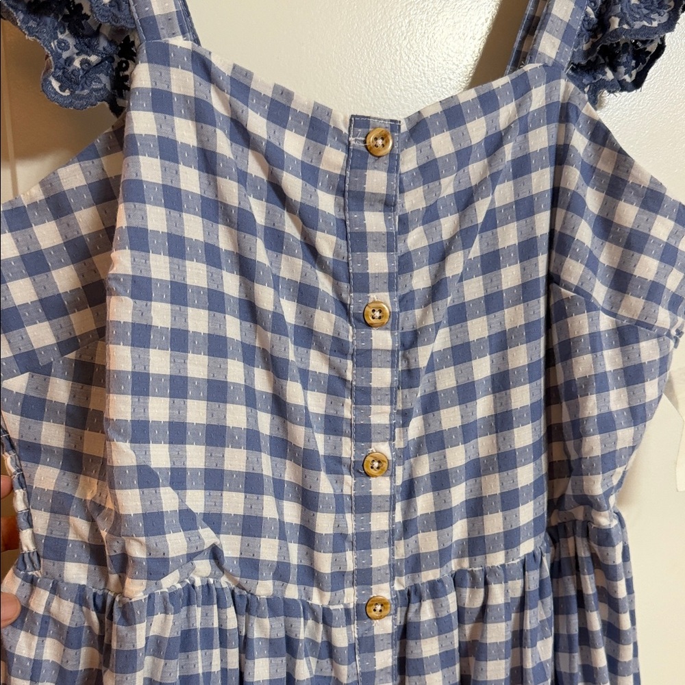 Shabby Chic Blue and White Checkered Maxi Dress - Picture 2 of 6